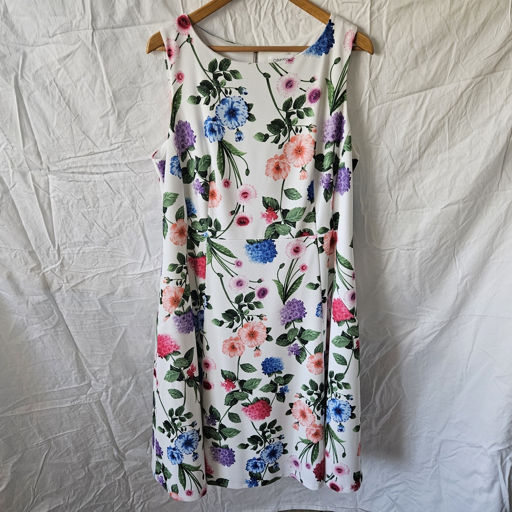 Calvin Klein White Cream Sleeveless Midi Sundress